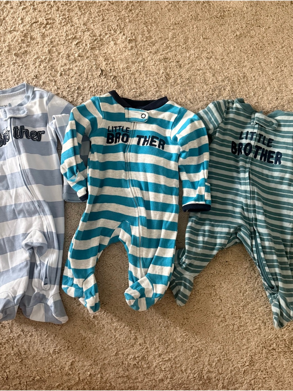 Striped Blue 'Little Brother' Footed One-Piece Pajama